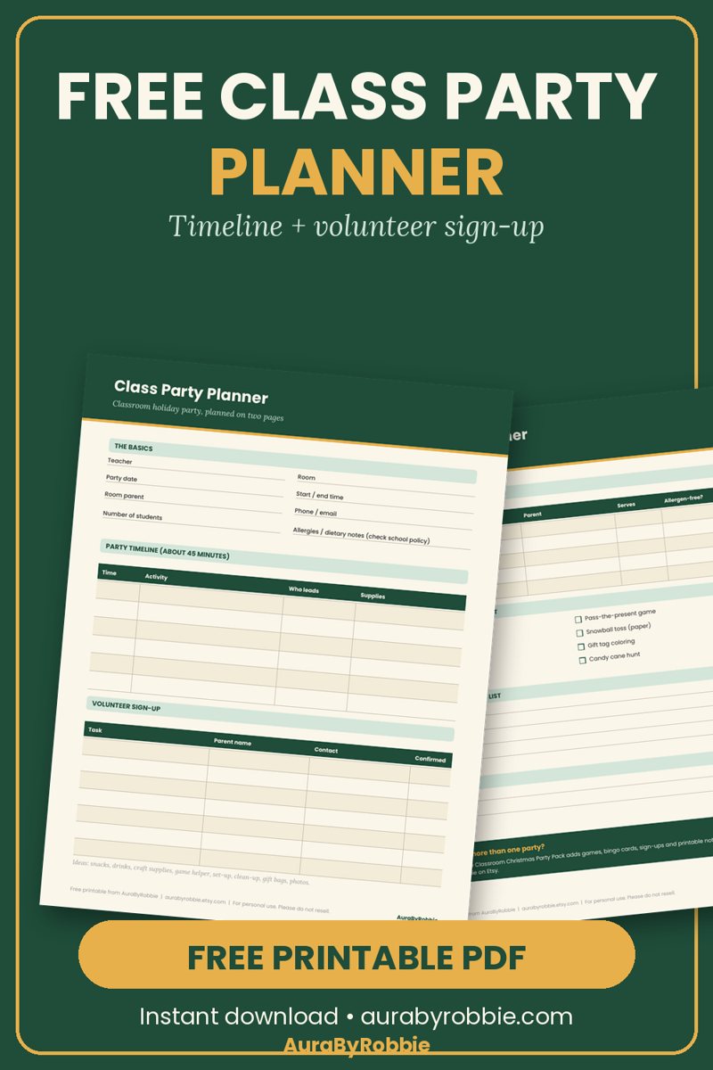 Free classroom party planner