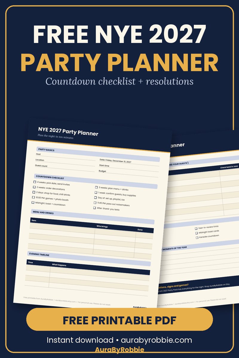 Free NYE 2027 party planner