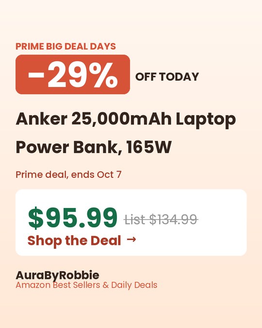 Anker 25,000mAh 165W Power Bank, $95.99, 29% off the $134.99 list price